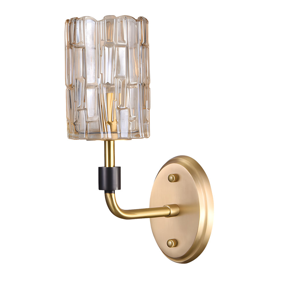 Modern Gold Copper Crystal Wall Sconce Luxury Cylinder LED Vanity Lamp for Bedroom and Hallway