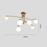 Modern Gold Copper LED Branch Chandelier with Irregular Glass Shades for Living Dining Room