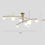 Modern Gold Copper LED Branch Chandelier with Irregular Glass Shades for Living Dining Room
