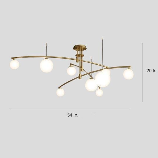 Modern Gold Copper LED Branch Chandelier with Irregular Glass Shades for Living Dining Room