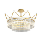 Modern Gold Crystal Chandelier Luxury Round Flush Mount Ceiling Light for Living Room