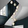 Modern Gold Crystal Cluster Chandelier for High Ceilings Luxury LED Stairwell Pendant Light