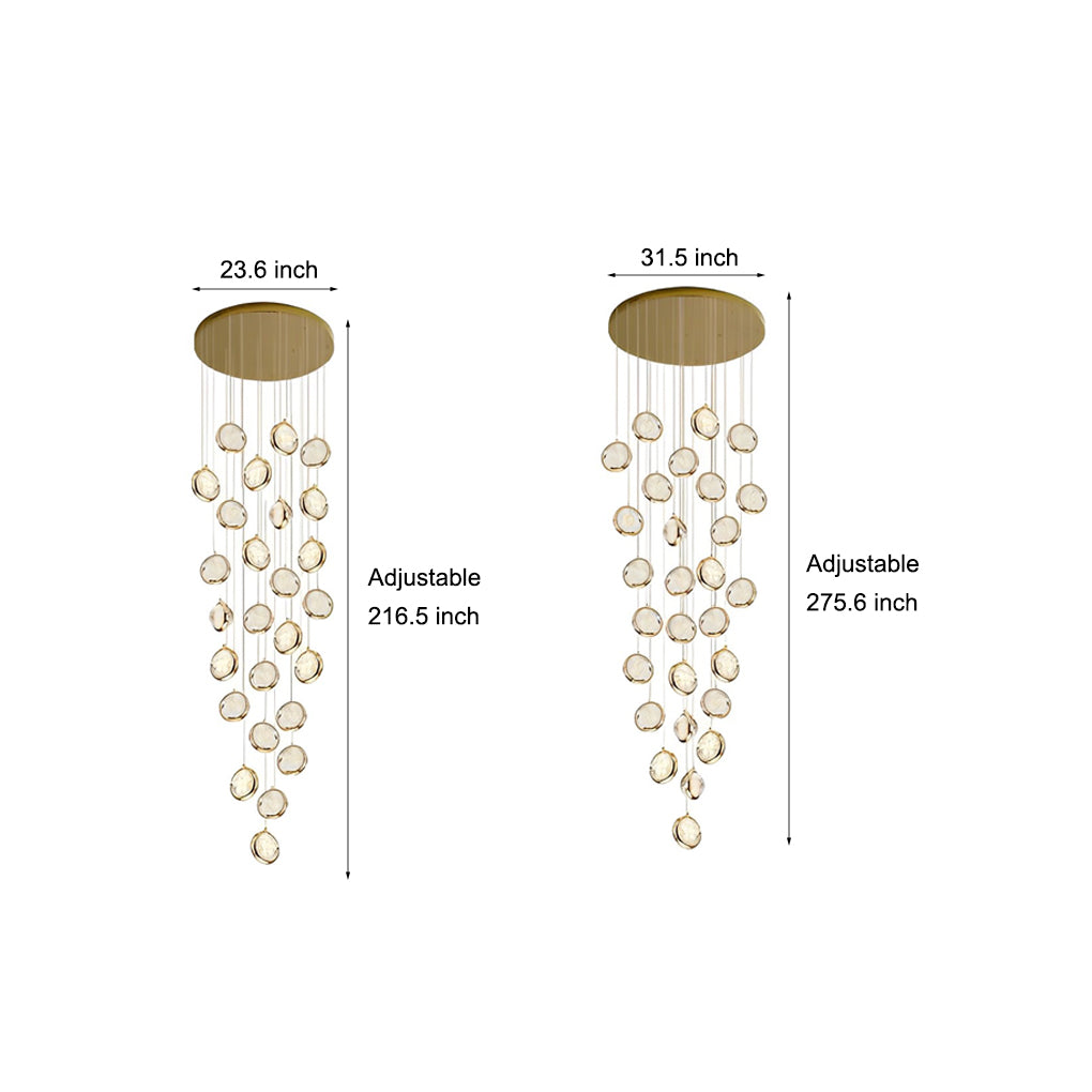 Modern Gold Crystal Cluster Chandelier for High Ceilings Luxury LED Stairwell Pendant Light