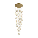 Modern Gold Crystal Cluster Chandelier for High Ceilings Luxury LED Stairwell Pendant Light