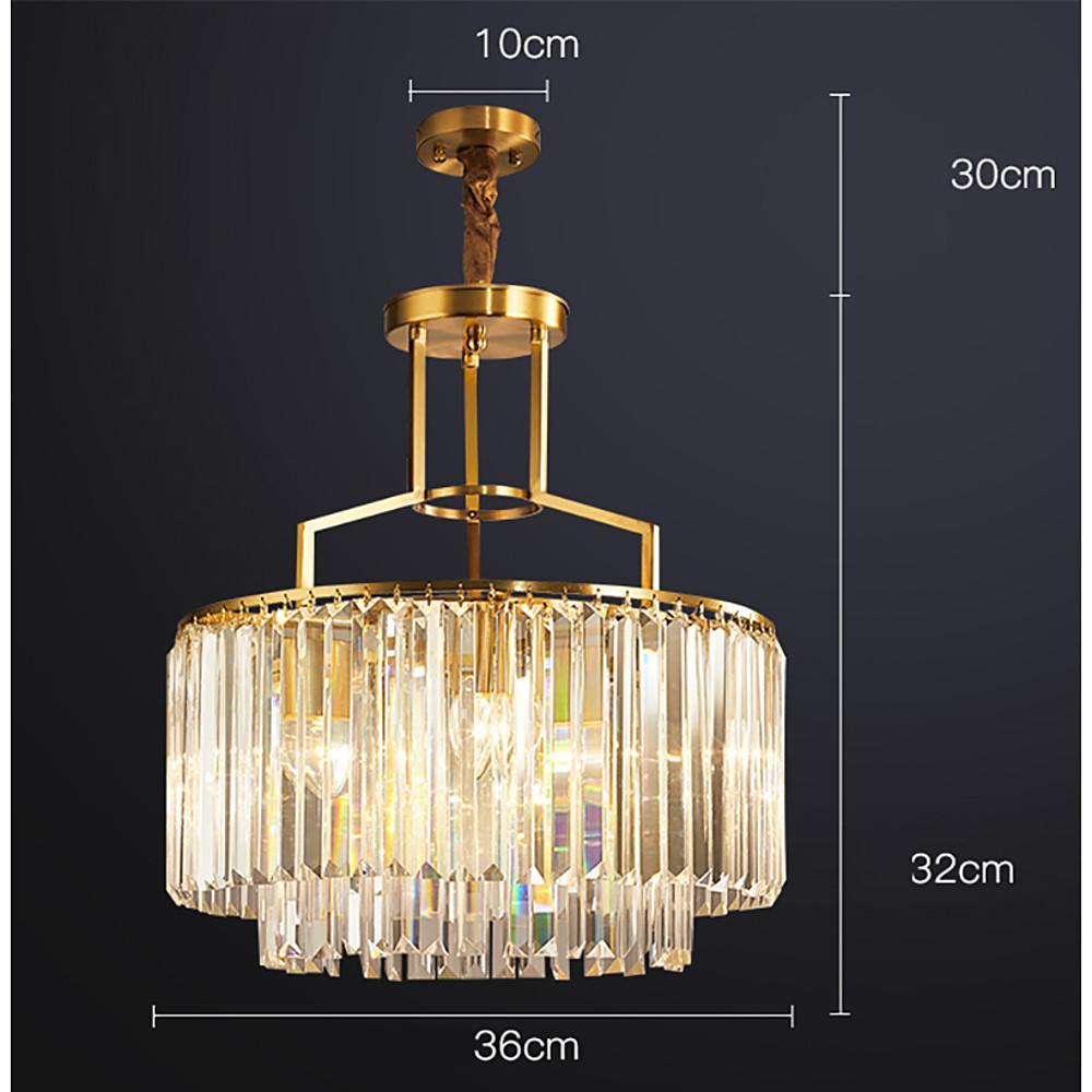 Modern Gold Crystal Copper Chandelier Nordic LED Pendant Light for Kitchen Island and Living Room