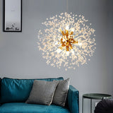 Modern Gold Crystal Dandelion Chandelier Firework Pendant Lighting for Dining Room