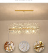 Modern Gold Crystal Dandelion Chandelier Firework Pendant Lighting for Dining Room
