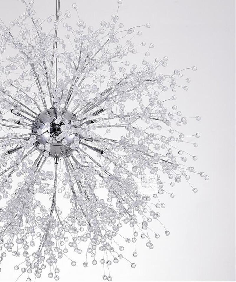 Modern Gold Crystal Dandelion Chandelier Firework Pendant Lighting for Dining Room