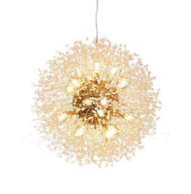 Modern Gold Crystal Dandelion Chandelier Firework Pendant Lighting for Dining Room