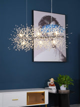 Modern Gold Crystal Dandelion Chandelier Firework Pendant Lighting for Dining Room