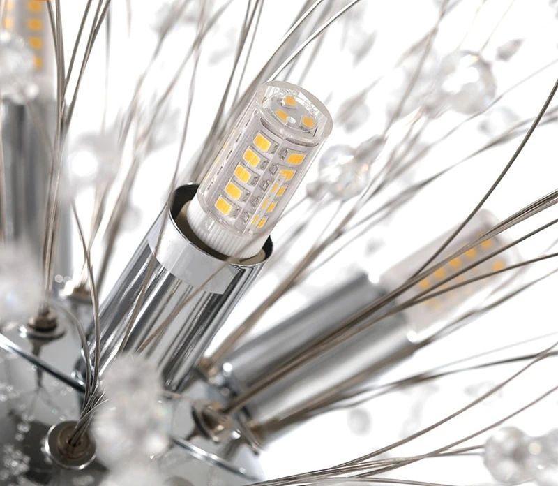 Modern Gold Crystal Dandelion Chandelier Firework Pendant Lighting for Dining Room