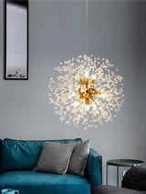 Modern Gold Crystal Dandelion Chandelier Firework Pendant Lighting for Dining Room