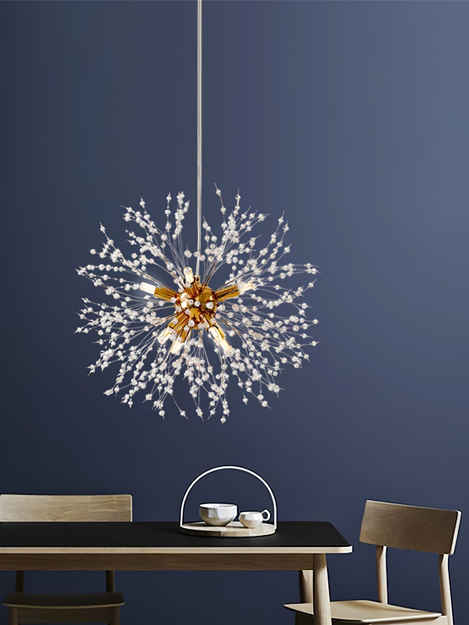 Modern Gold Crystal Dandelion Chandelier Firework Pendant Lighting for Dining Room