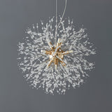 Modern Gold Crystal Dandelion Chandelier Firework Pendant Lighting for Dining Room