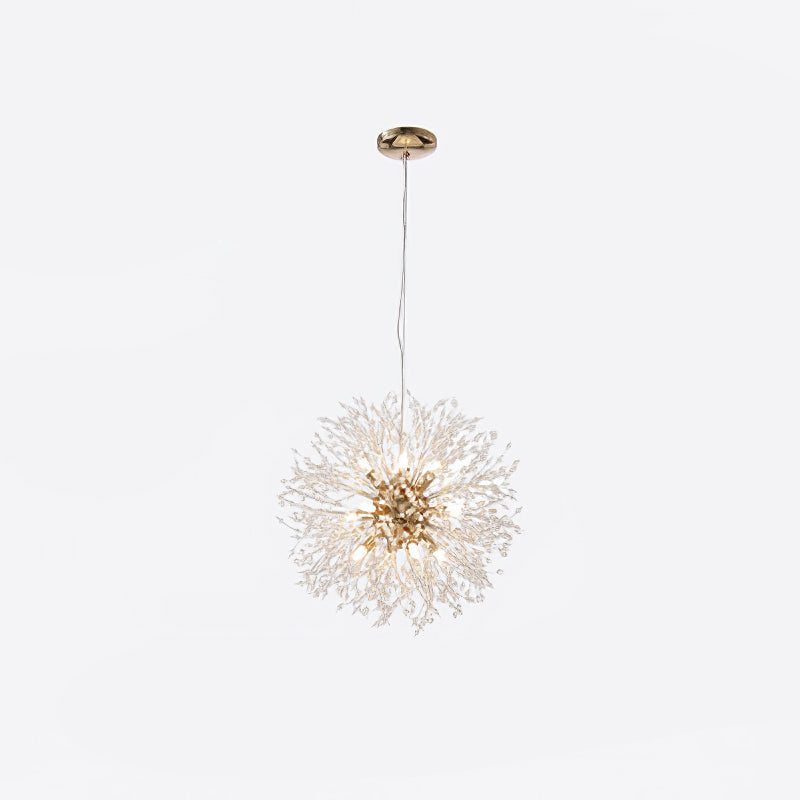 Modern Gold Crystal Dandelion Chandelier Firework Pendant Lighting for Dining Room