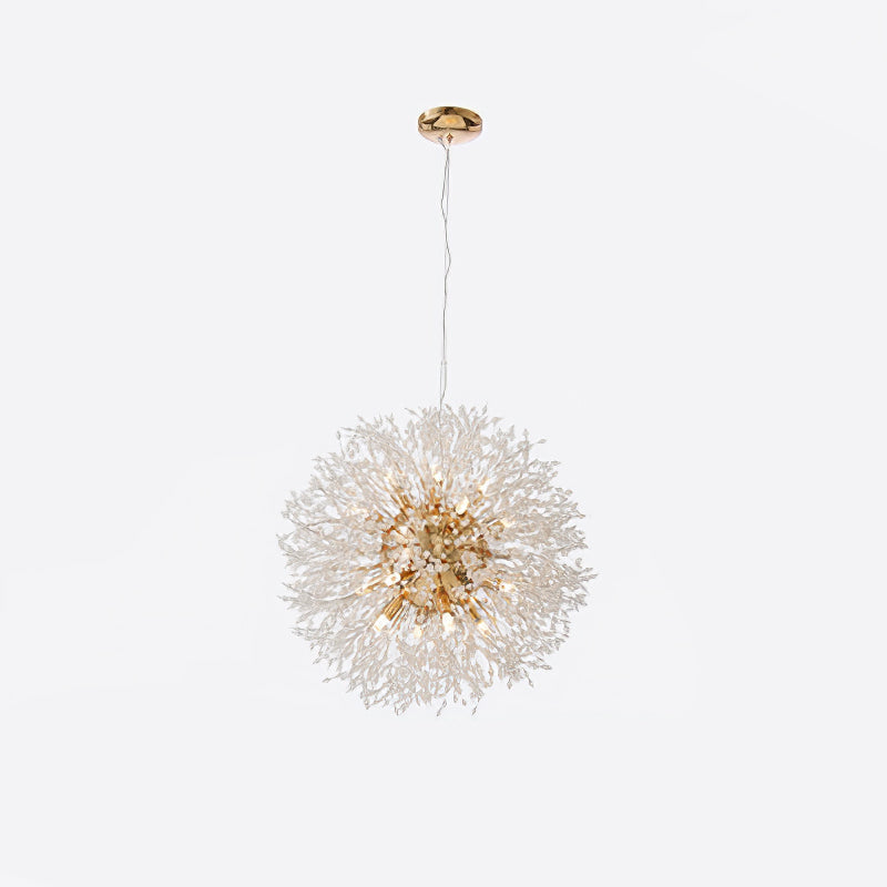 Modern Gold Crystal Dandelion Chandelier Firework Pendant Lighting for Dining Room