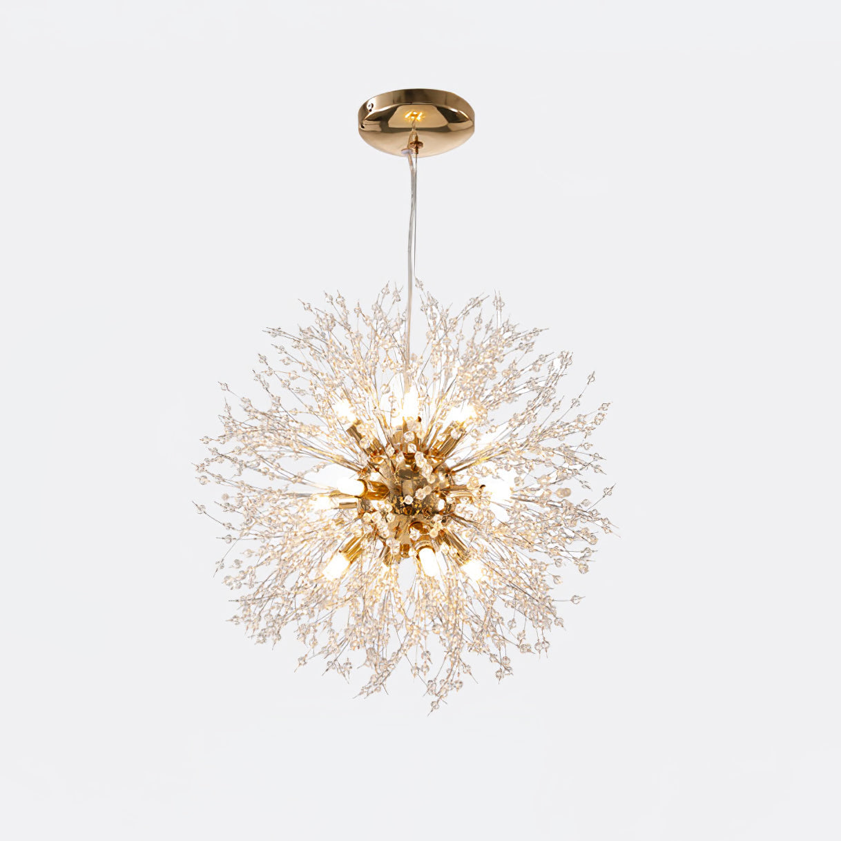 Modern Gold Crystal Dandelion Chandelier Firework Pendant Lighting for Dining Room