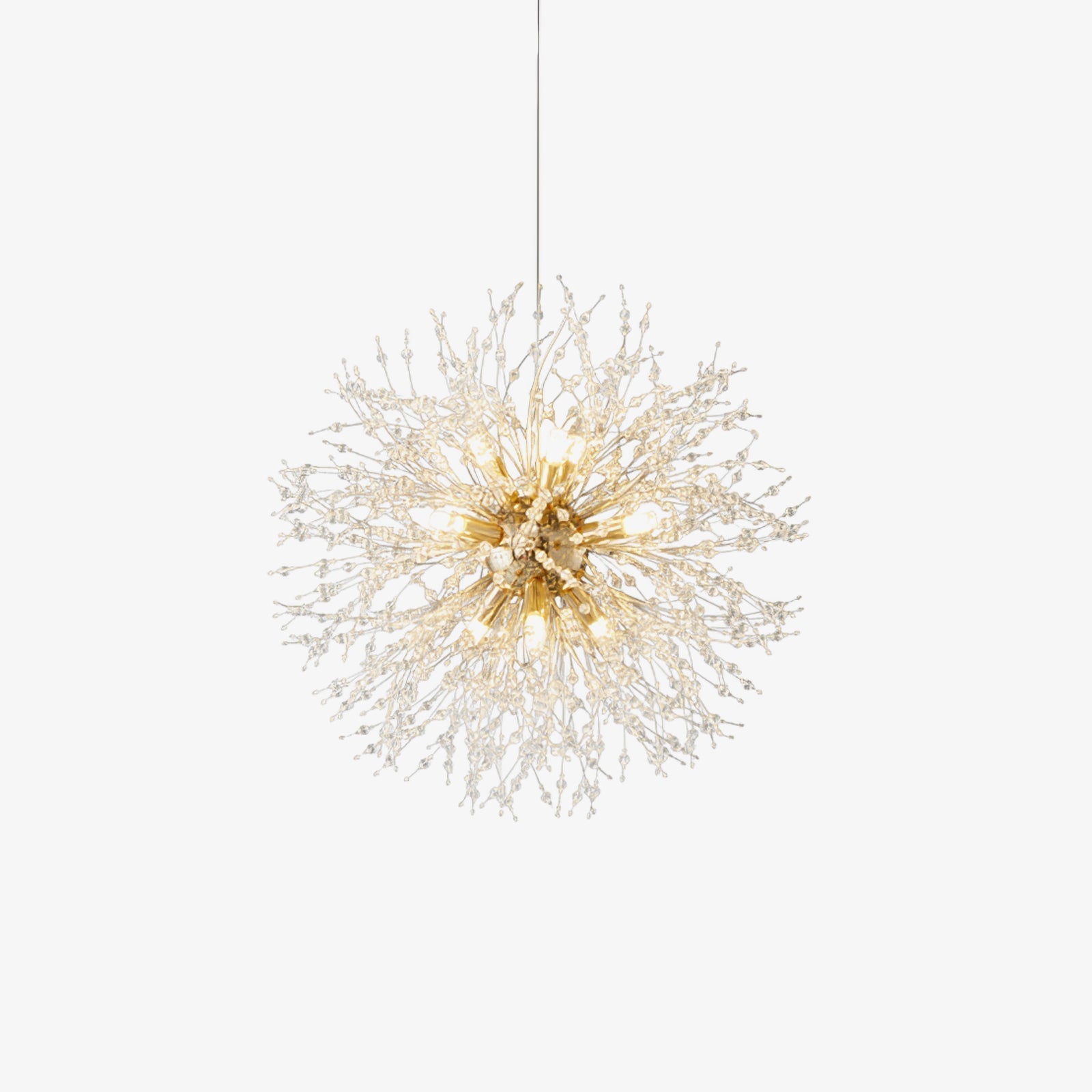 Modern Gold Crystal Dandelion Chandelier Firework Pendant Lighting for Dining Room