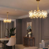Modern Gold Crystal Flower Chandelier Luxury 24 Light LED Ceiling Fixture for Dining Living Room