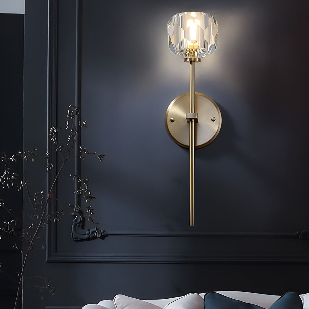 Modern Gold Crystal Globe Plug In Wall Sconce LED Ball Lighting for Living Room Corridor