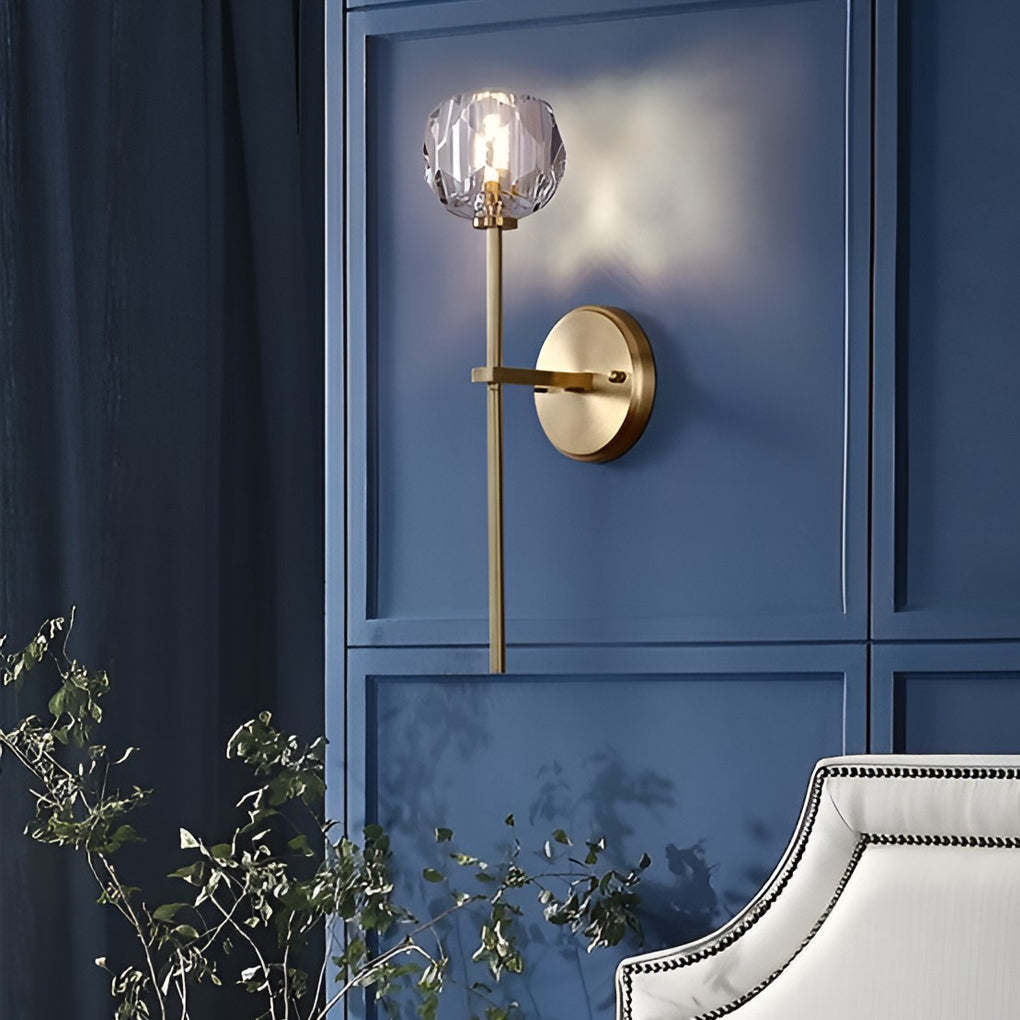 Modern Gold Crystal Globe Plug In Wall Sconce LED Ball Lighting for Living Room Corridor