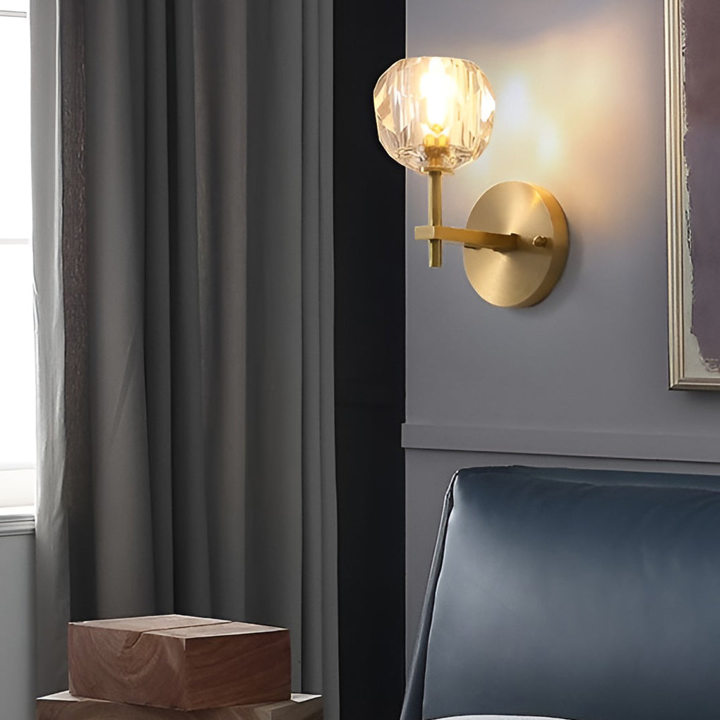 Modern Gold Crystal Globe Plug In Wall Sconce LED Ball Lighting for Living Room Corridor