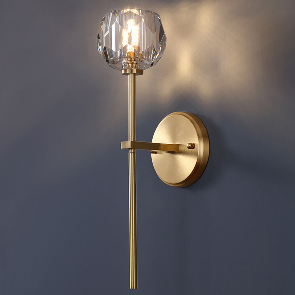 Modern Gold Crystal Globe Plug In Wall Sconce LED Ball Lighting for Living Room Corridor