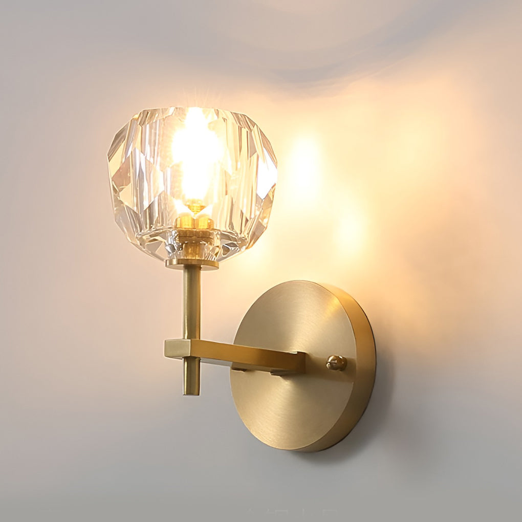 Modern Gold Crystal Globe Plug In Wall Sconce LED Ball Lighting for Living Room Corridor