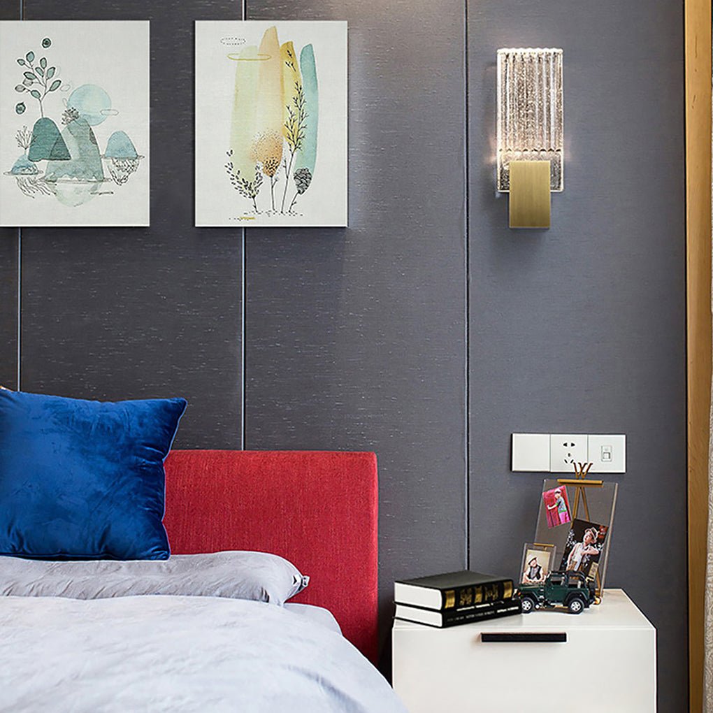 Modern Gold Crystal LED Wall Sconce for Bedside Staircase and Aisle Lighting