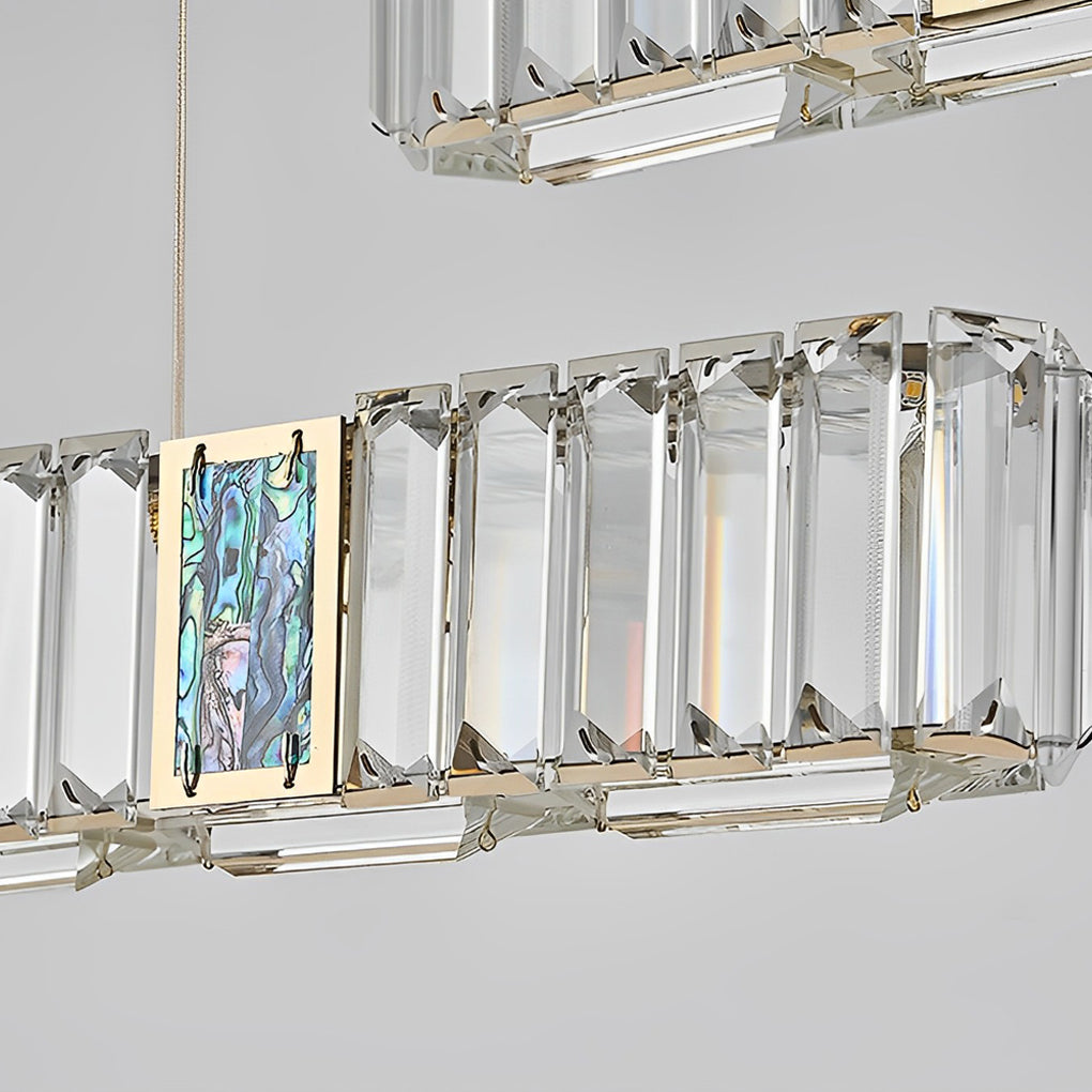 Modern Gold Crystal Linear LED Chandelier with Three Step Dimming for Dining Room
