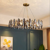 Modern Gold Crystal Pendant Light with Three Color LED for Luxury Living Room and Dining Room