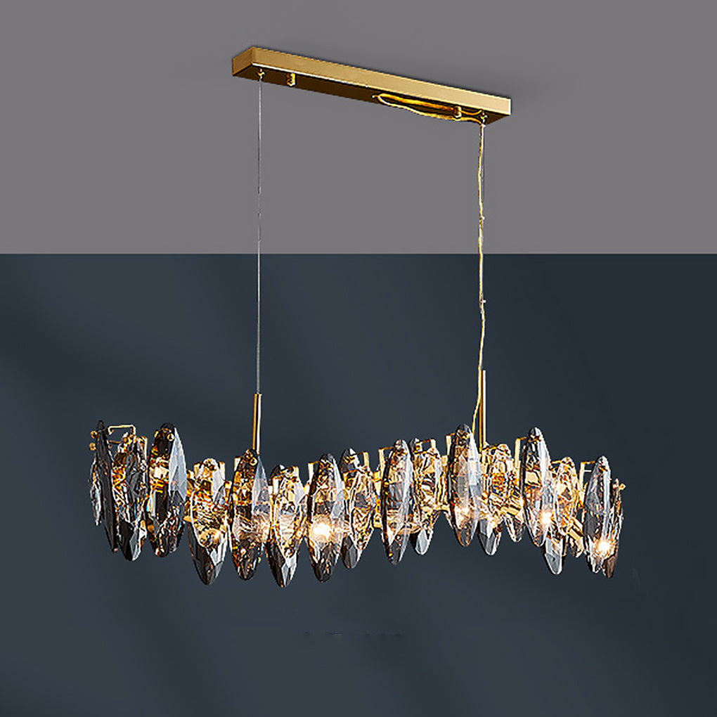 Modern Gold Crystal Pendant Light with Three Color LED for Luxury Living Room and Dining Room