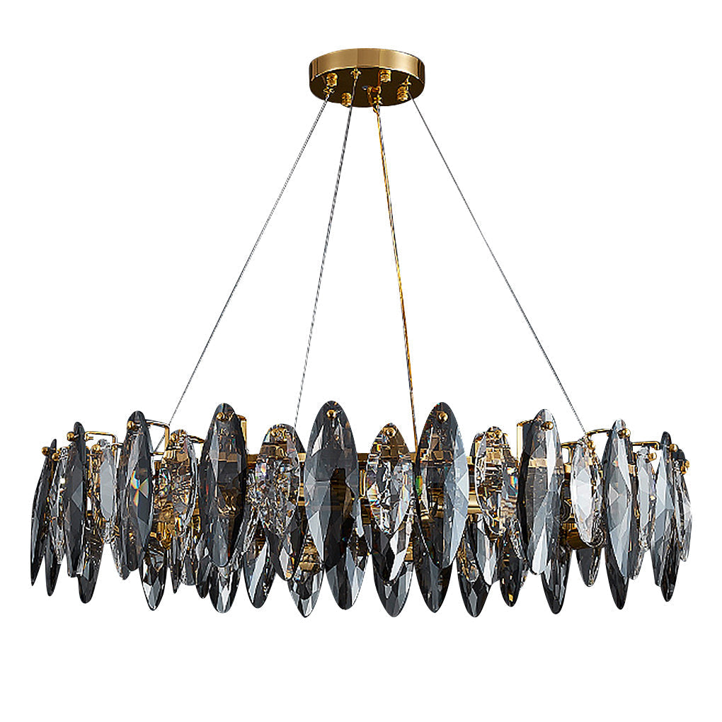 Modern Gold Crystal Pendant Light with Three Color LED for Luxury Living Room and Dining Room