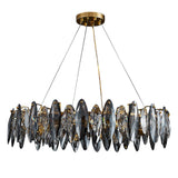 Modern Gold Crystal Pendant Light with Three Color LED for Luxury Living Room and Dining Room