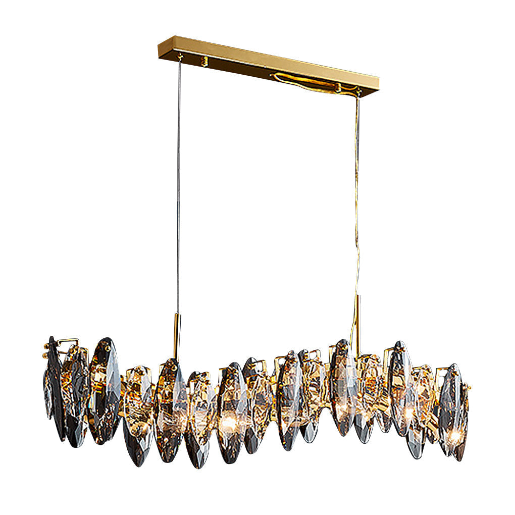 Modern Gold Crystal Pendant Light with Three Color LED for Luxury Living Room and Dining Room
