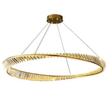 Modern Gold Crystal Ring LED Chandelier Dimmable Flush Mount Ceiling Light for Living Room Bedroom