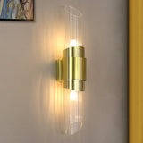 Modern Gold Crystal Wall Sconce Set of 2 Vertical Integrated LED Indoor Lighting Fixture