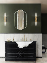 Modern Gold Crystal Wall Sconce Set of 2 Vertical Integrated LED Indoor Lighting Fixture