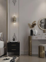 Modern Gold Crystal Wall Sconce Set of 2 Vertical Integrated LED Indoor Lighting Fixture