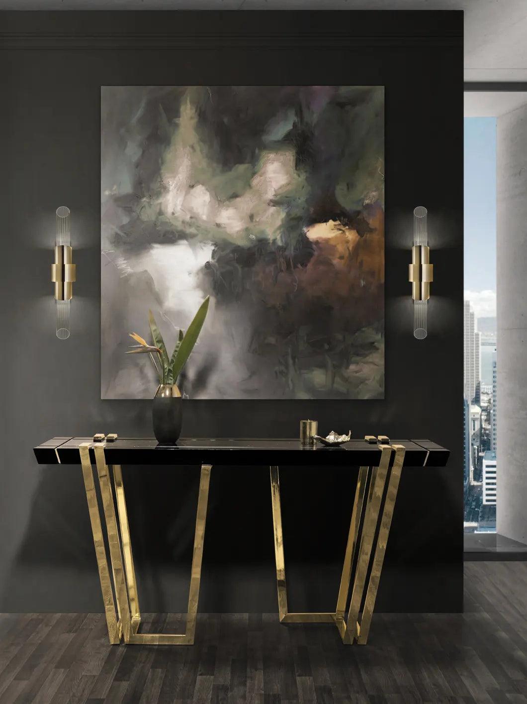 Modern Gold Crystal Wall Sconce Set of 2 Vertical Integrated LED Indoor Lighting Fixture