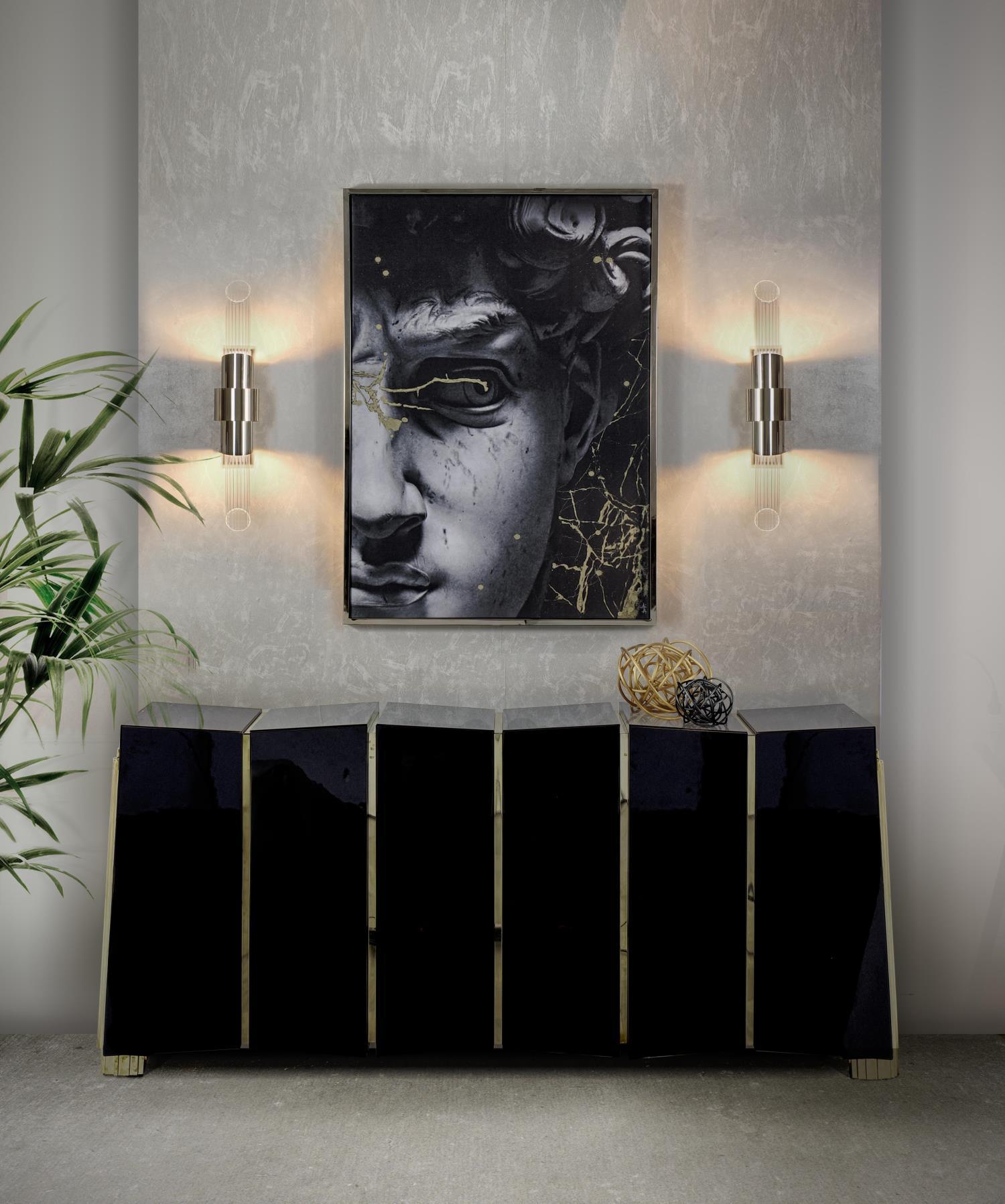 Modern Gold Crystal Wall Sconce Set of 2 Vertical Integrated LED Indoor Lighting Fixture