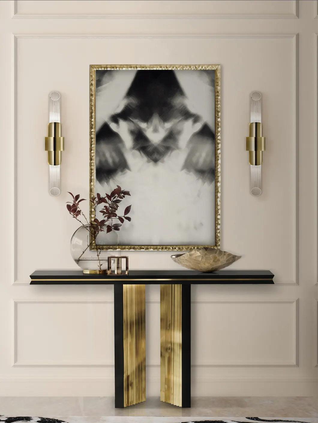 Modern Gold Crystal Wall Sconce Set of 2 Vertical Integrated LED Indoor Lighting Fixture