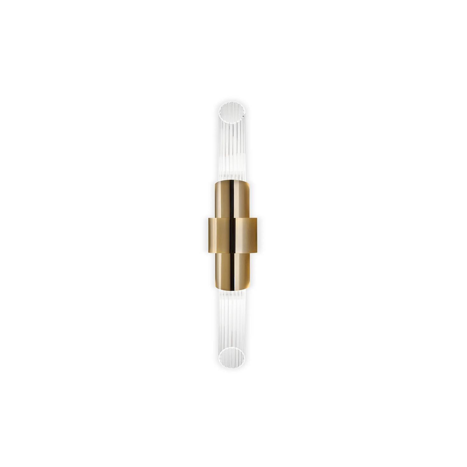 Modern Gold Crystal Wall Sconce Set of 2 Vertical Integrated LED Indoor Lighting Fixture