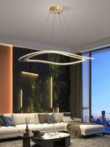 Modern Gold Curved LED Chandelier Acrylic Flush Mount Ceiling Light Marques
