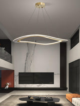 Modern Gold Curved LED Chandelier Acrylic Flush Mount Ceiling Light Marques