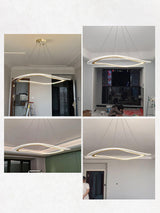 Modern Gold Curved LED Chandelier Acrylic Flush Mount Ceiling Light Marques