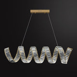 Modern Gold Curved LED Crystal Chandelier Luxury Wave Pendant Light for High Ceiling