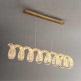 Modern Gold Curved LED Crystal Chandelier Luxury Wave Pendant Light for High Ceiling