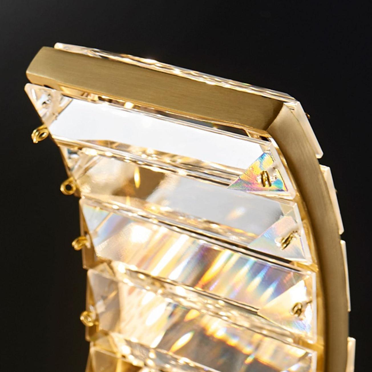 Modern Gold Curved LED Crystal Chandelier Luxury Wave Pendant Light for High Ceiling