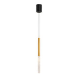 Modern Gold Cylinder LED Pendant Light with Bubbles Shade and 3 Step Dimming Hanging Lamp